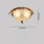 Contemporary Retro Antler Round Resin Iron Glass LED Flush Mount Ceiling Light for Bedroom