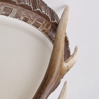 Contemporary Retro Antler Round Resin Iron Glass LED Flush Mount Ceiling Light for Bedroom