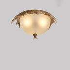 Contemporary Retro Antler Round Resin Iron Glass LED Flush Mount Ceiling Light for Bedroom