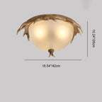 Contemporary Retro Antler Round Resin Iron Glass LED Flush Mount Ceiling Light for Bedroom