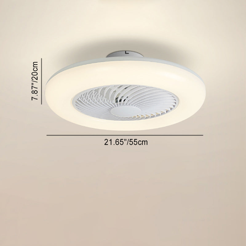 Modern Simplicity Round Iron ABS Acrylic LED Semi-Flush Mount Ceiling Fan Light For Bedroom