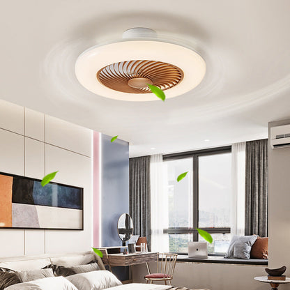 Modern Simplicity Round Iron ABS Acrylic LED Semi-Flush Mount Ceiling Fan Light For Bedroom