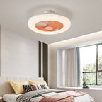 Modern Simplicity Round Iron ABS Acrylic LED Semi-Flush Mount Ceiling Fan Light For Bedroom