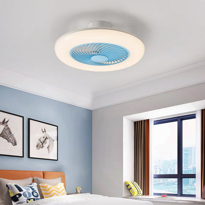 Modern Simplicity Round Iron ABS Acrylic LED Semi-Flush Mount Ceiling Fan Light For Bedroom