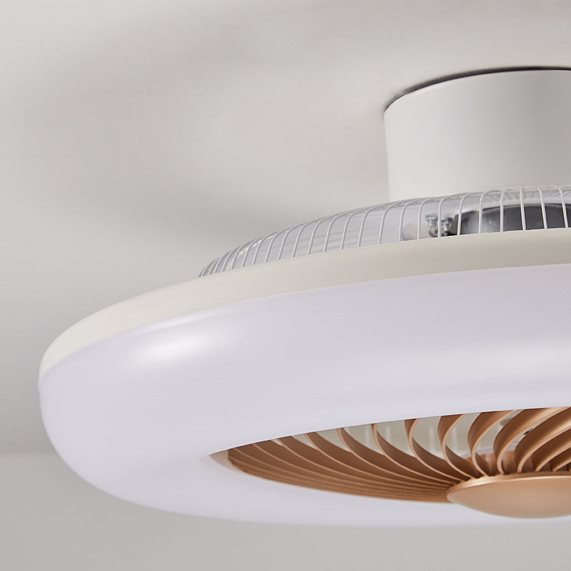Modern Simplicity Round Iron ABS Acrylic LED Semi-Flush Mount Ceiling Fan Light For Bedroom