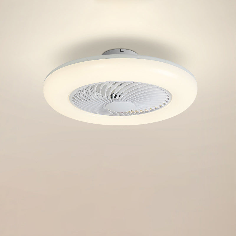 Modern Simplicity Round Iron ABS Acrylic LED Semi-Flush Mount Ceiling Fan Light For Bedroom
