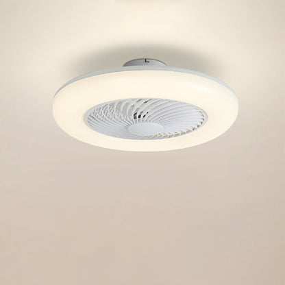 Modern Simplicity Round Iron ABS Acrylic LED Semi-Flush Mount Ceiling Fan Light For Bedroom