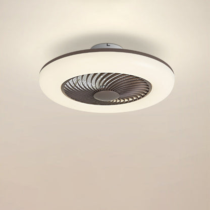 Modern Simplicity Round Iron ABS Acrylic LED Semi-Flush Mount Ceiling Fan Light For Bedroom
