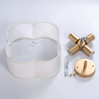 Contemporary Simplicity Fabric Iron Hardware 4 - Light Semi-Flush Mount Light For Living Room