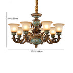 Traditional European Flower Pattern Petal Shape Resin Iron Glass 3/6/8/10 - Light Chandeliers for Living Room BulbSquare