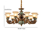 Traditional European Flower Pattern Petal Shape Resin Iron Glass 3/6/8/10 - Light Chandeliers for Living Room BulbSquare