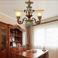 Traditional European Flower Pattern Petal Shape Resin Iron Glass 3/6/8/10 - Light Chandeliers for Living Room BulbSquare