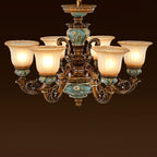 Traditional European Flower Pattern Petal Shape Resin Iron Glass 3/6/8/10 - Light Chandeliers for Living Room BulbSquare