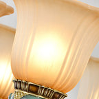 Traditional European Flower Pattern Petal Shape Resin Iron Glass 3/6/8/10 - Light Chandeliers for Living Room BulbSquare
