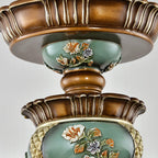 Traditional European Flower Pattern Petal Shape Resin Iron Glass 3/6/8/10 - Light Chandeliers for Living Room BulbSquare