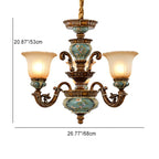 Traditional European Flower Pattern Petal Shape Resin Iron Glass 3/6/8/10 - Light Chandeliers for Living Room BulbSquare