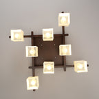 Modern Simplicity Square Acrylic Rubber Wood 4/6/8 - Light Semi-Flush Mount Ceiling Light For Living Room