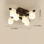 Modern Simplicity Square Acrylic Rubber Wood 4/6/8 - Light Semi-Flush Mount Ceiling Light For Living Room
