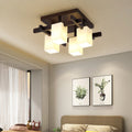 Modern Simplicity Square Acrylic Rubber Wood 4/6/8 - Light Semi-Flush Mount Ceiling Light For Living Room