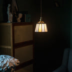 Traditional Japanese Stripe Iron Glass 1 - Light Pendant Light for Living Room BulbSquare