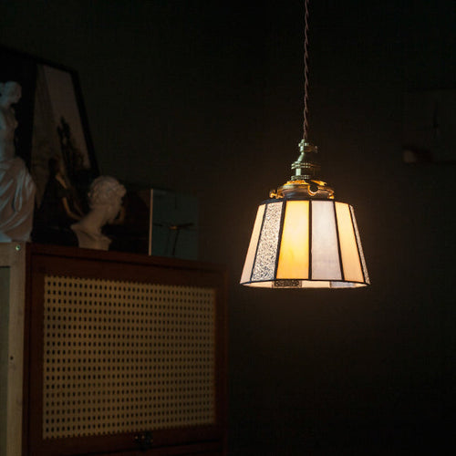 Traditional Japanese Stripe Iron Glass 1 - Light Pendant Light for Living Room