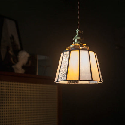 Traditional Japanese Stripe Iron Glass 1 - Light Pendant Light for Living Room