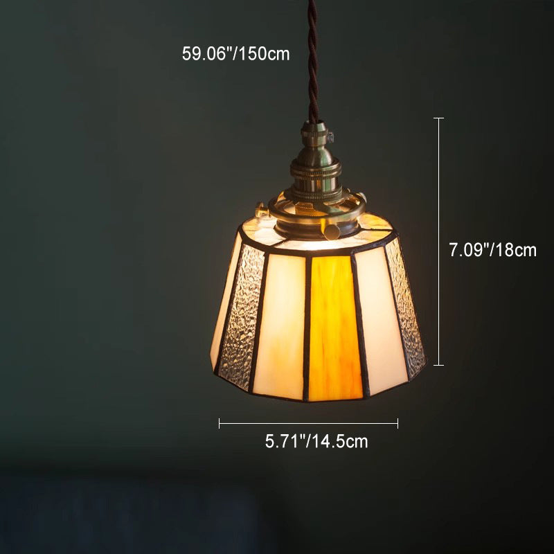 Traditional Japanese Stripe Iron Glass 1 - Light Pendant Light for Living Room