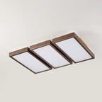 Contemporary Retro Rectangle Blocks Acrylic Walnut LED Flush Mount Ceiling Light For Living Room