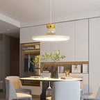 Contemporary Nordic Round UFO Crown Iron ABS Resin LED Pendant Light For Dining Room