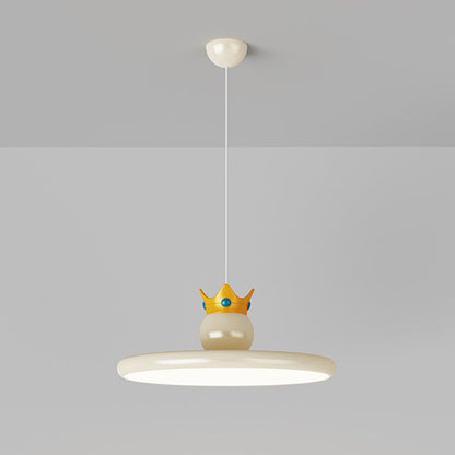 Contemporary Nordic Round UFO Crown Iron ABS Resin LED Pendant Light For Dining Room
