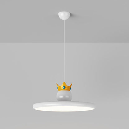 Contemporary Nordic Round UFO Crown Iron ABS Resin LED Pendant Light For Dining Room