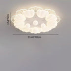 Contemporary Nordic Cream Flower Balls Crystal Iron PE Acrylic LED Flush Mount Ceiling Light For Bedroom