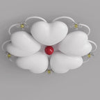 Contemporary Nordic Cream Flower Stitching Heart Ball Acrylic Iron PE LED Flush Mount Ceiling Light For Bedroom