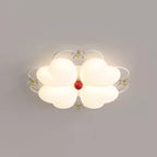 Contemporary Nordic Cream Flower Stitching Heart Ball Acrylic Iron PE LED Flush Mount Ceiling Light For Bedroom