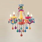 Contemporary Creative Macron Candle Shape Resin Iron Glass 5 - Light Chandeliers for Living Room BulbSquare