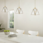Contemporary Nordic Cone Full Copper Glass Lampshade 1 - Light Pendant Light For Dining Room