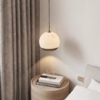 Contemporary Scandinavian Round Ball Marble Carbon Steel LED Pendant Light For Bedroom