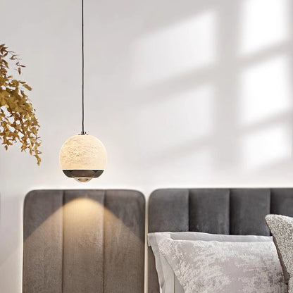 Contemporary Scandinavian Round Ball Marble Carbon Steel LED Pendant Light For Bedroom