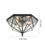 Contemporary Simplicity Polygonal Cone Full Copper Glass Lampshade 2 - Light Flush Mount Ceiling Light For Living Room