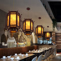 Traditional Chinese Lantern Shape Pine Imitation Sheepskin Lampshade 1 - Light Chandeliers for Dining Room BulbSquare