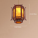 Traditional Chinese Lantern Shape Pine Imitation Sheepskin Lampshade 1 - Light Chandeliers for Dining Room BulbSquare