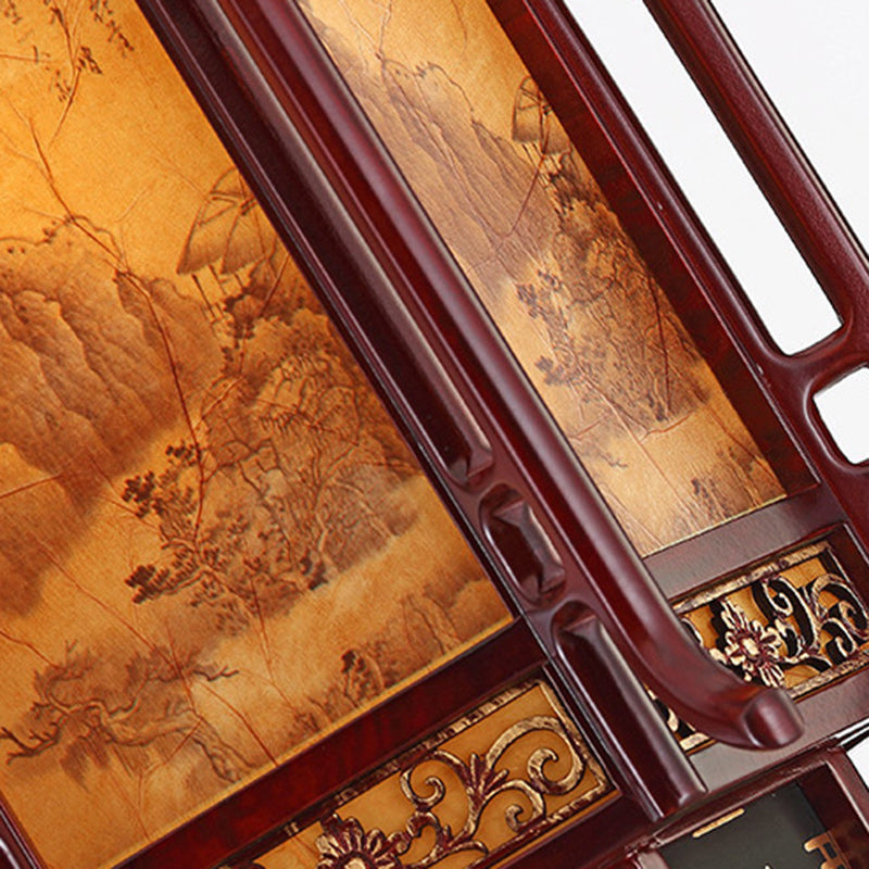 Traditional Chinese Lantern Shape Pine Imitation Sheepskin Lampshade 1 - Light Chandeliers for Dining Room BulbSquare