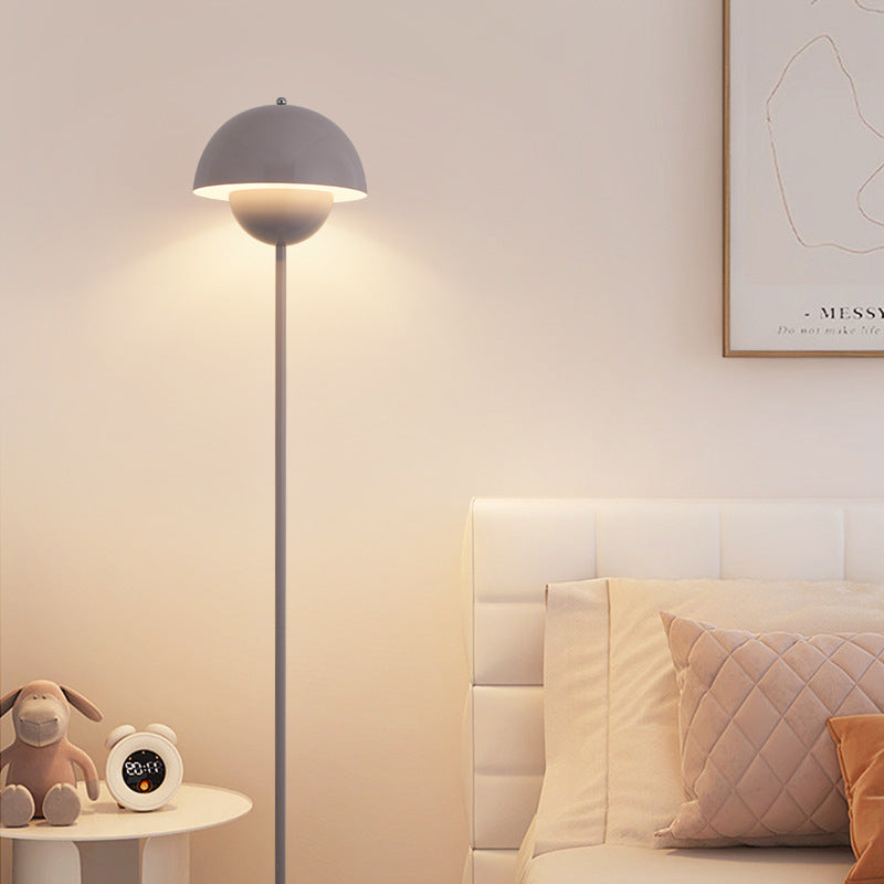 Contemporary Scandinavian Mushroom Hardware Iron Lampshade 1 - Light Standing Floor Lamp For Living Room Lumendat
