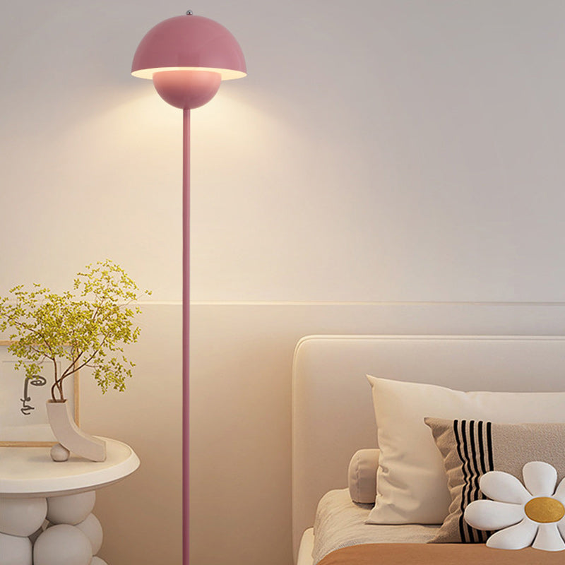 Contemporary Scandinavian Mushroom Hardware Iron Lampshade 1 - Light Standing Floor Lamp For Living Room Lumendat