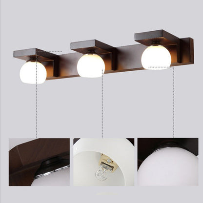 Contemporary Nordic Rectangle Solid Wood Glass 2/3 - Light Vanity Light Mirror Front Wall Sconce Lamp For Bathroom