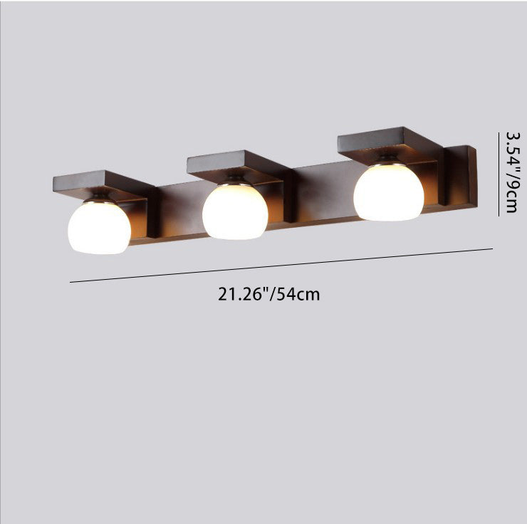 Contemporary Nordic Rectangle Solid Wood Glass 2/3 - Light Vanity Light Mirror Front Wall Sconce Lamp For Bathroom