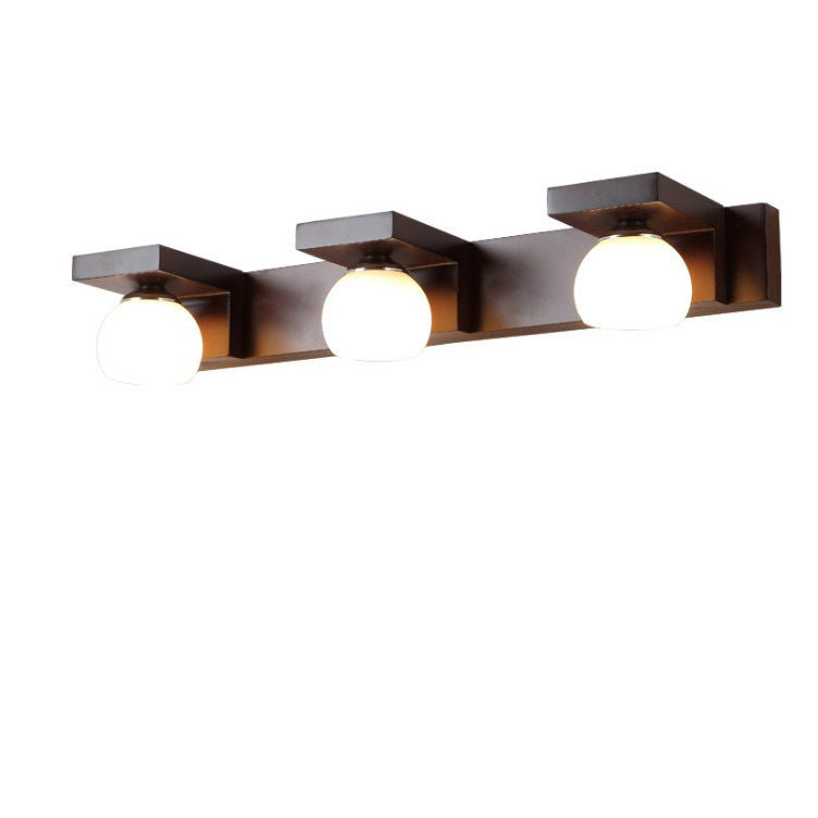 Contemporary Nordic Rectangle Solid Wood Glass 2/3 - Light Vanity Light Mirror Front Wall Sconce Lamp For Bathroom