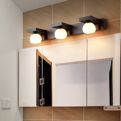 Contemporary Nordic Rectangle Solid Wood Glass 2/3 - Light Vanity Light Mirror Front Wall Sconce Lamp For Bathroom