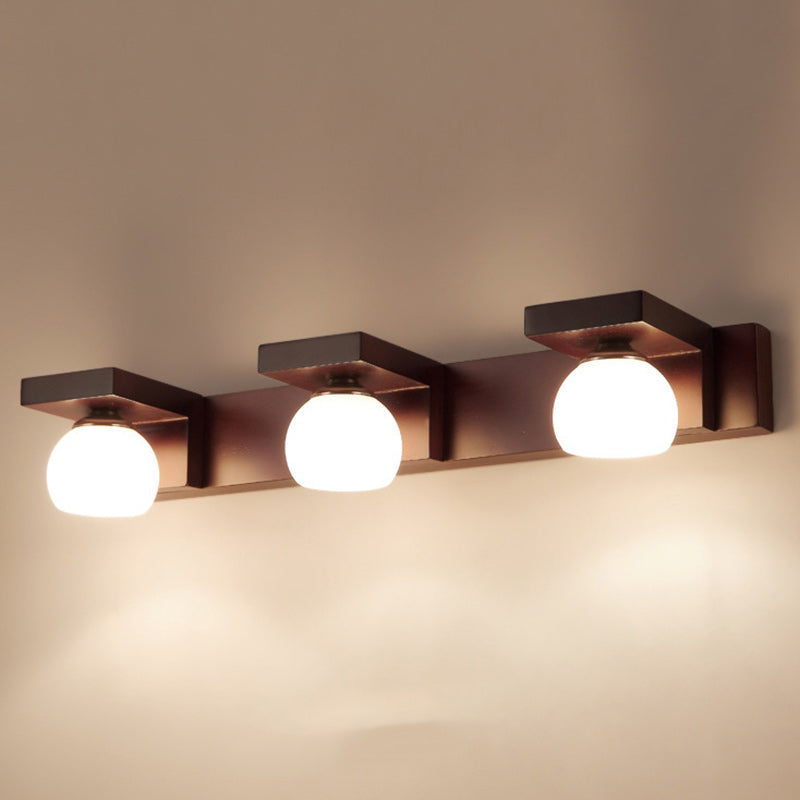 Contemporary Nordic Rectangle Solid Wood Glass 2/3 - Light Vanity Light Mirror Front Wall Sconce Lamp For Bathroom