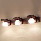 Contemporary Nordic Rectangle Solid Wood Glass 2/3 - Light Vanity Light Mirror Front Wall Sconce Lamp For Bathroom